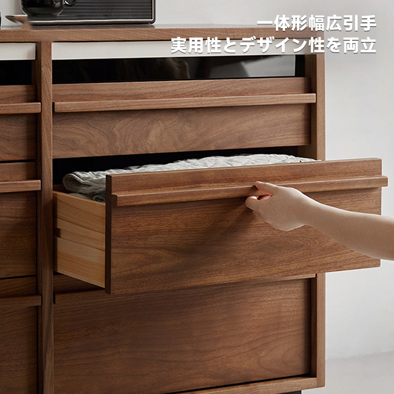 ウォールナット材 木製キャビネット三段六杯