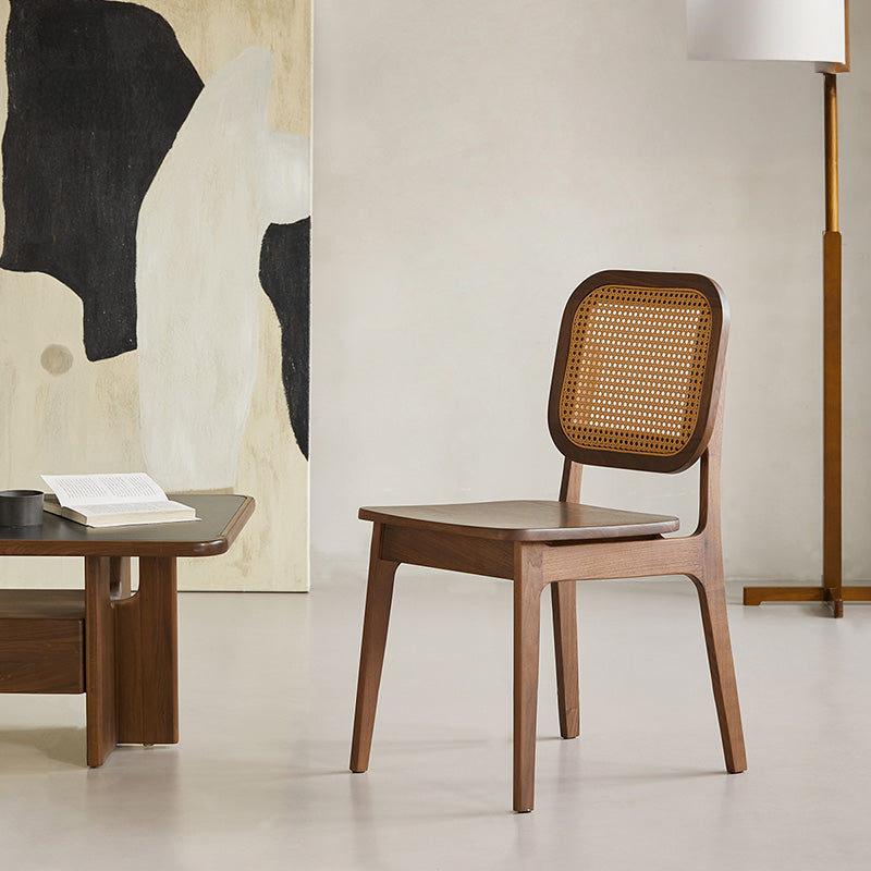 Walnut Rattan Dining Chair