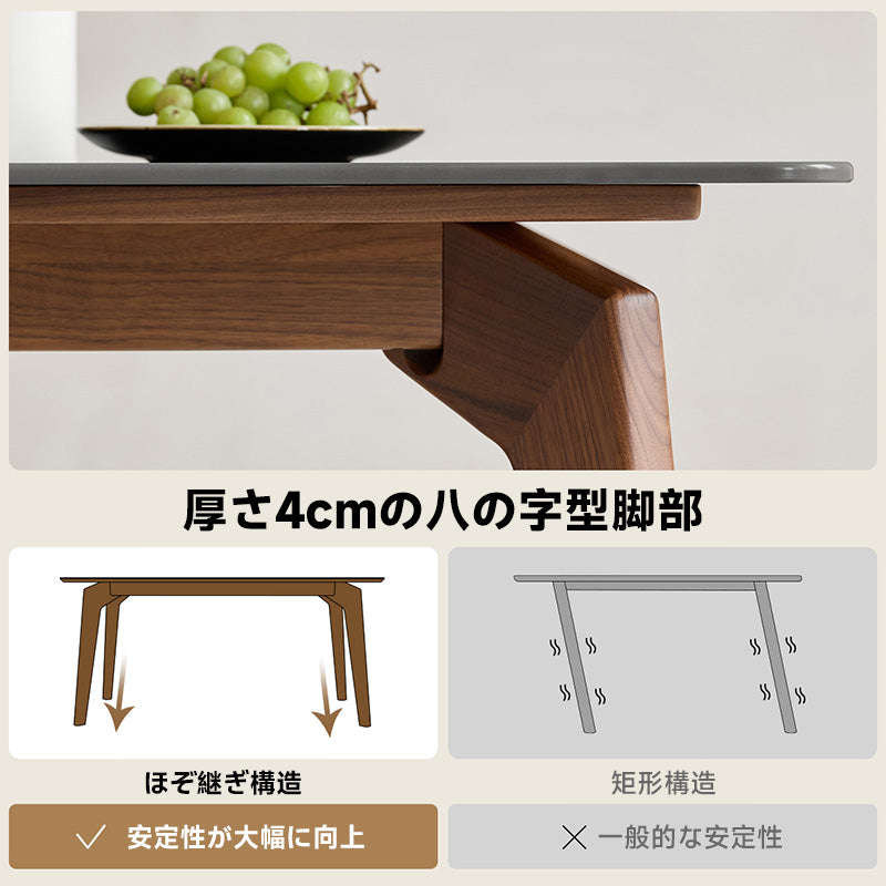 Walnut wood ceramic dining table
