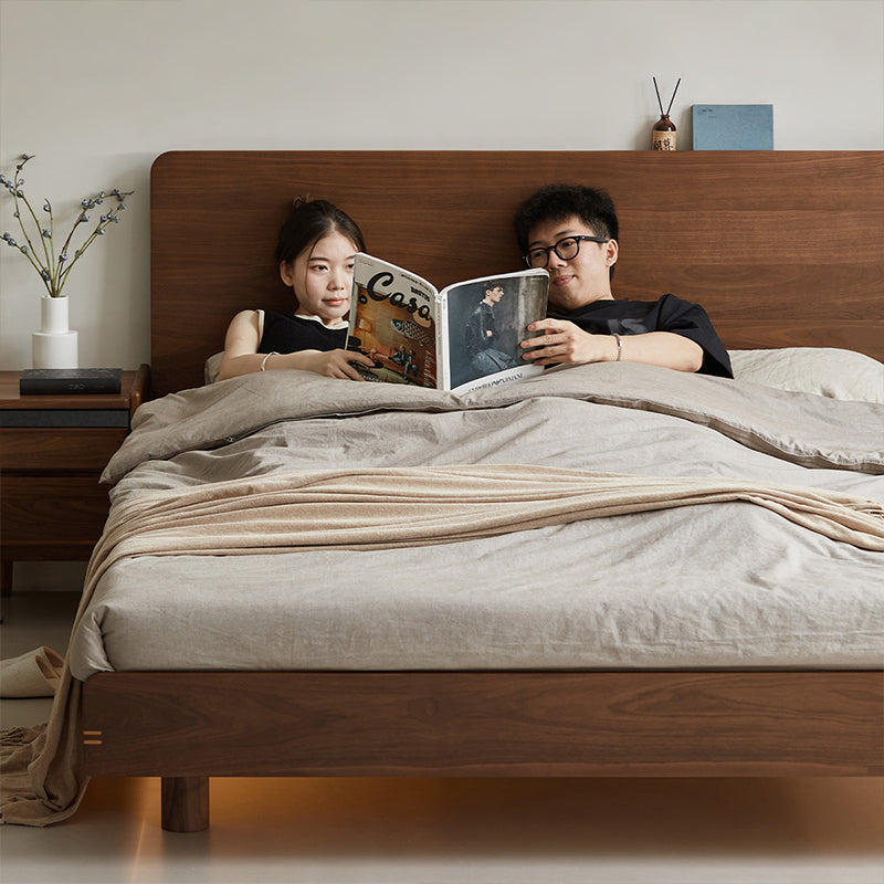 Walnut wood natural wood floating bed