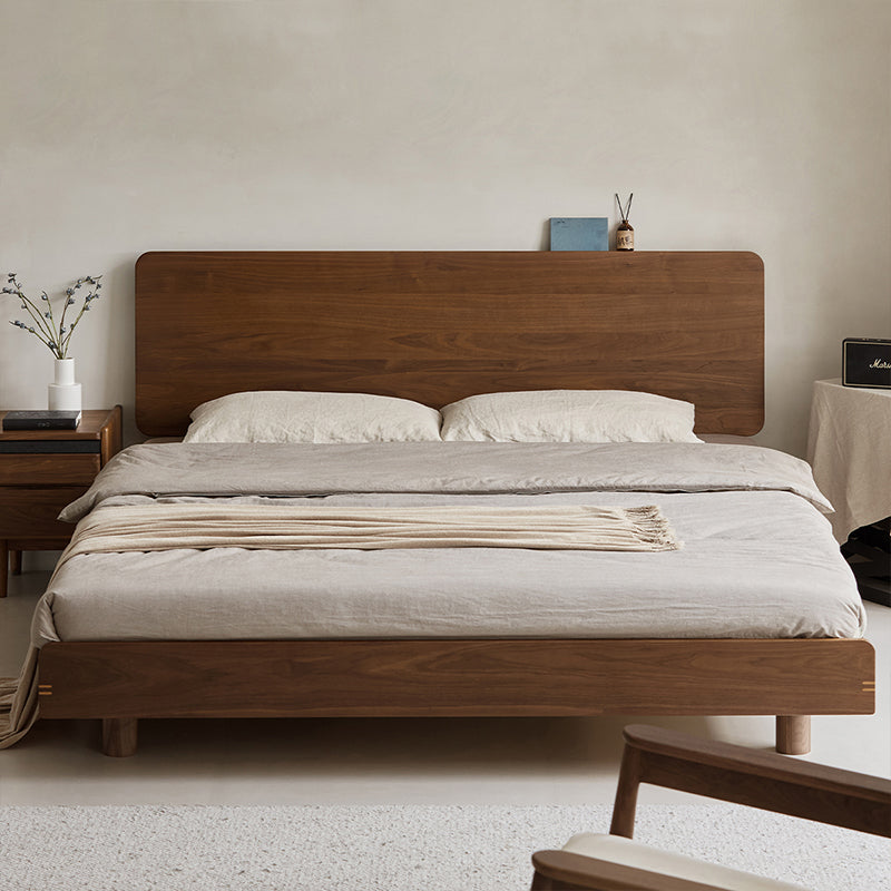 Walnut wood natural wood floating bed