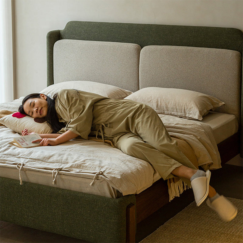 Walnut wood natural wood linen bed