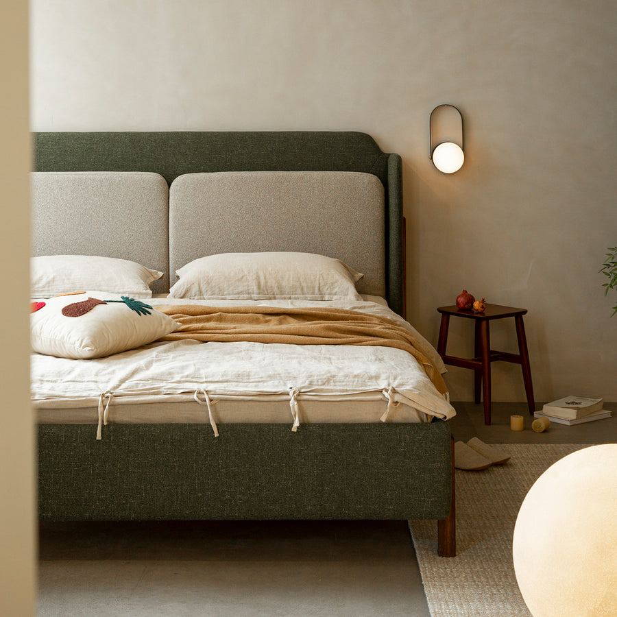 Walnut wood natural wood linen bed