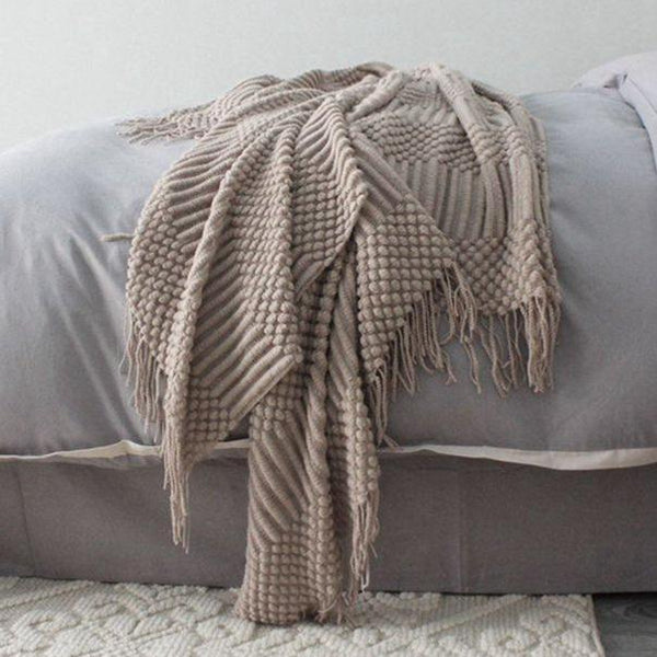 Multi-cover Large Throw Sofa Fringe Grey