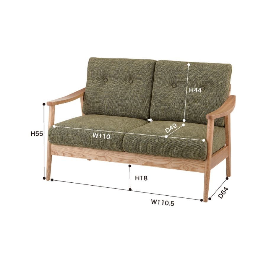 バッスム2人掛 グレー