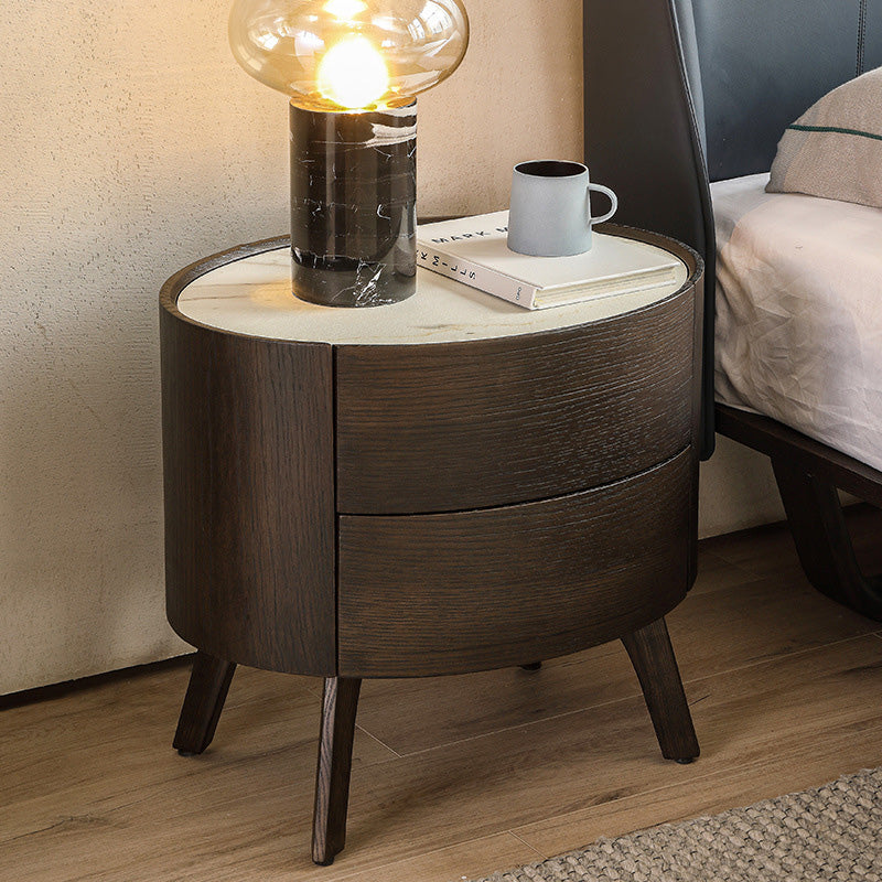 Natural wood bedside table