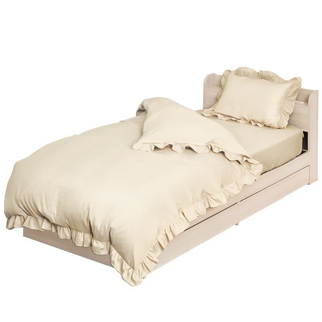 Ruffled duvet cover 3-piece set, small, seersucker type