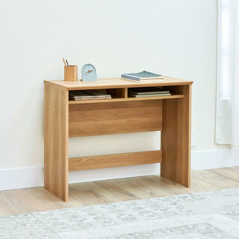 Desk, natural brown, with middle shelf [width 90cm]