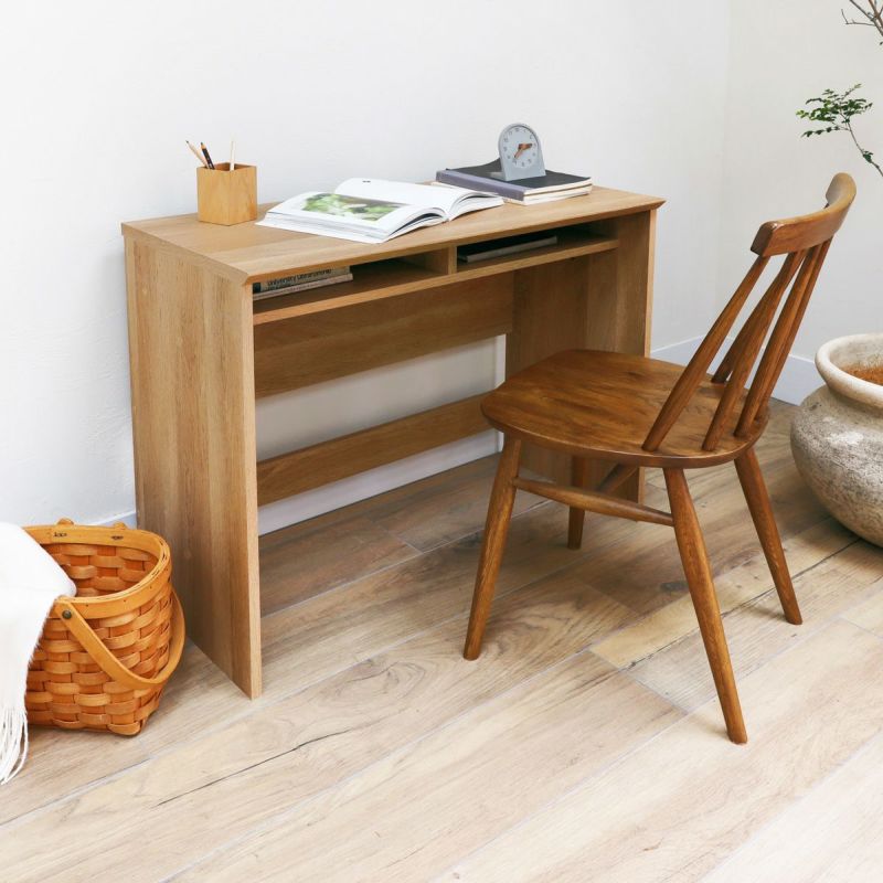 Desk, natural brown, with middle shelf [width 90cm]