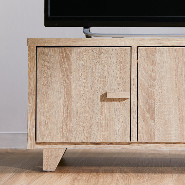 Low TV stand, 32-inch, wooden, with storage, Scandinavian style, with 2 doors of different colors