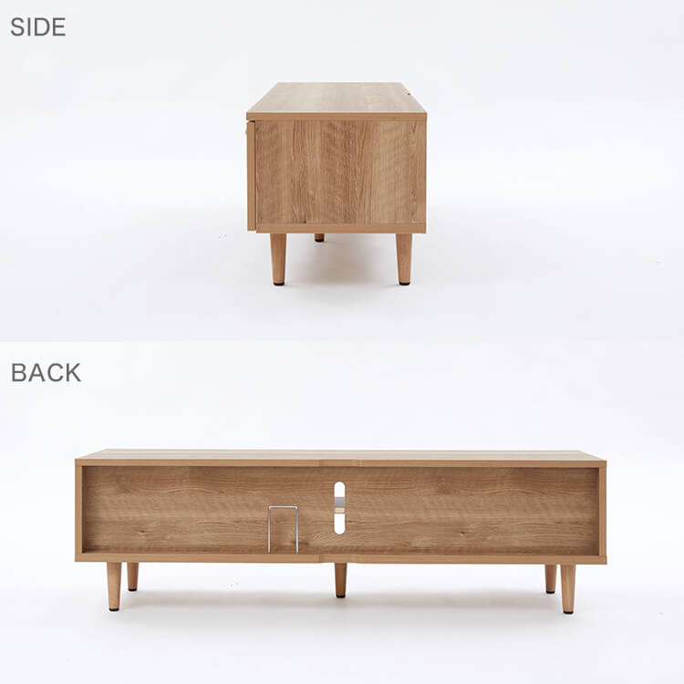 Wood-grain TV stand, brass, wooden legs, made in Japan