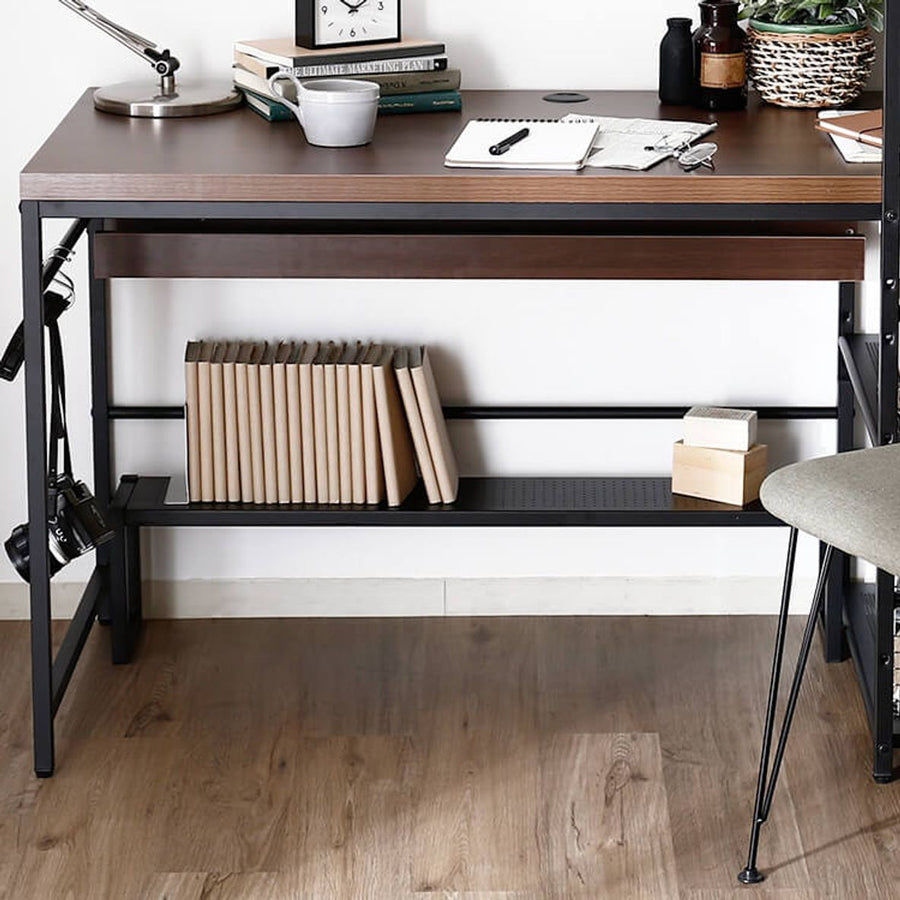 Computer desk, choose from 3 types, with bookshelf and storage