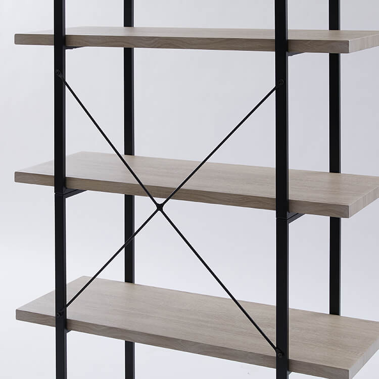 Open shelf, 4 tiers, steel rack, display shelf, visible storage, shelf, rack, wooden