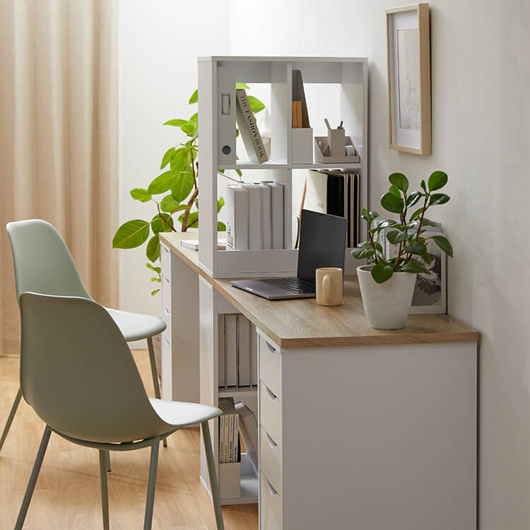 ツインデスク 2人用学習机 組み換え自由 木目調