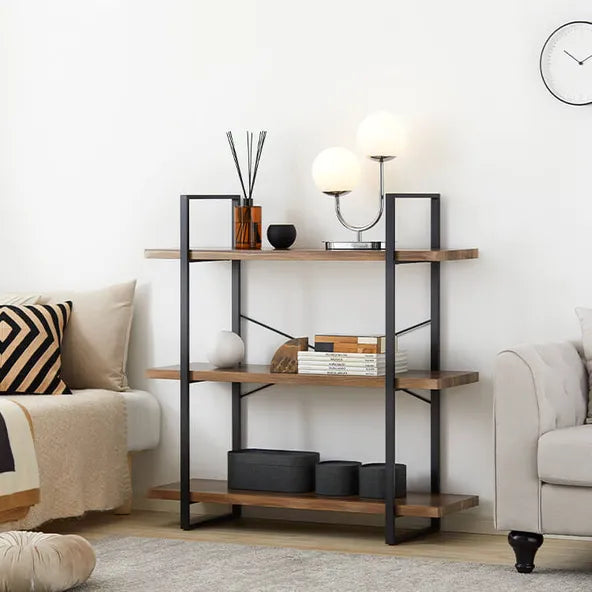 Open shelf storage walnut 3 tiers