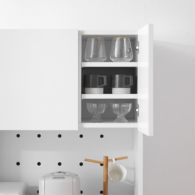 A cupboard perfect for storing things above trash cans