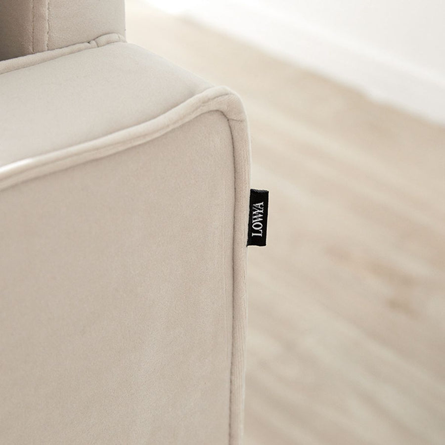 Velvet-like 3-seater couch with steel legs