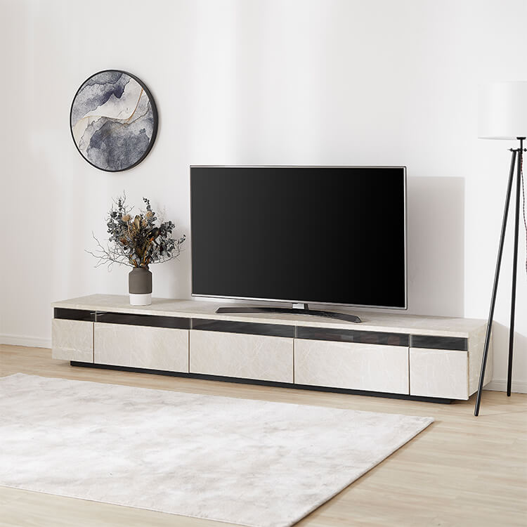Japanese-made wooden TV stand with stone pattern [width 240]