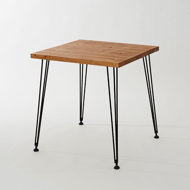 Wooden dining table, square, solid wood, steel legs