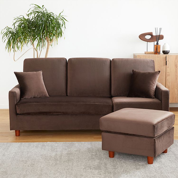 Velvet-like 3-seater couch