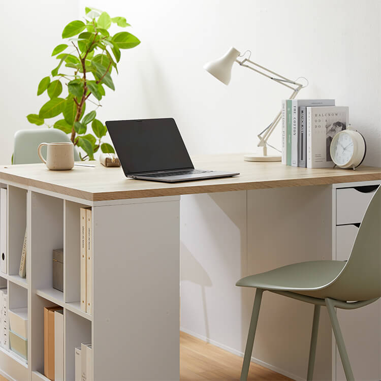 ツインデスク 2人用学習机 組み換え自由 木目調