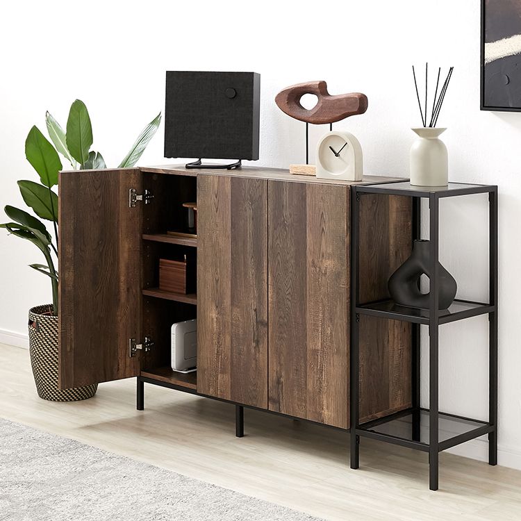Cabinet Wood Grain Glass Sideboard