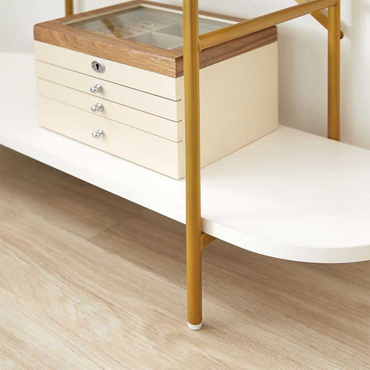 Stylish white and gold open shelf with 4 shelves