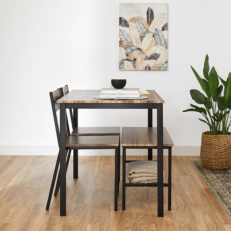 Dining table Dining table set Woodgrain Chair Bench Compact 4-seater