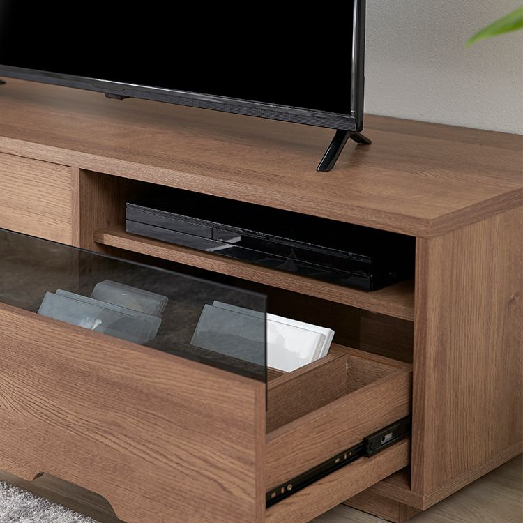 Wood grain TV stand with large storage capacity