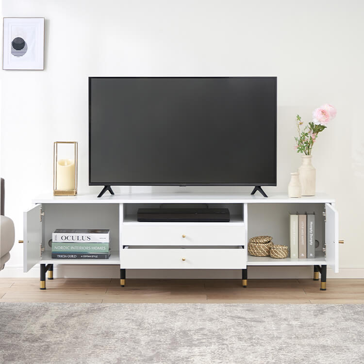 White and gold TV stand