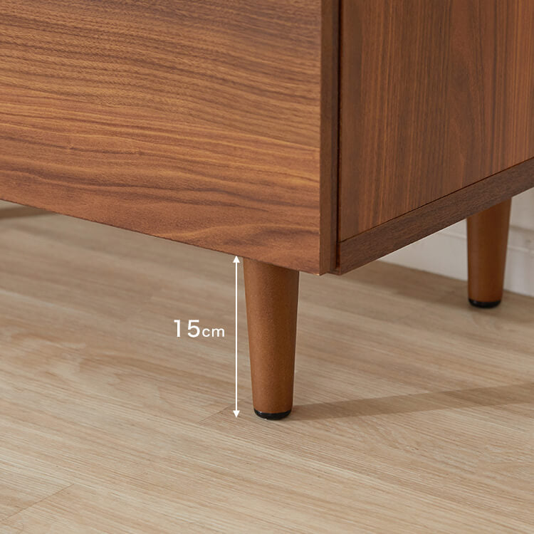 Wood-grain TV stand, brass, wooden legs, made in Japan