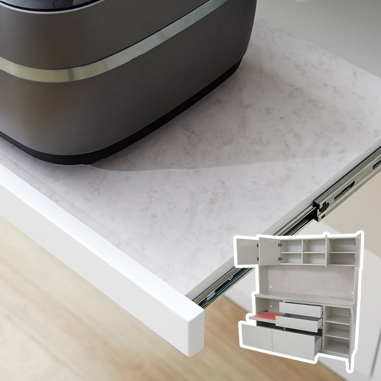 日本製 食器棚 キッチン収納 レンジ台 スライドカウンター付 引き出し 大理石調