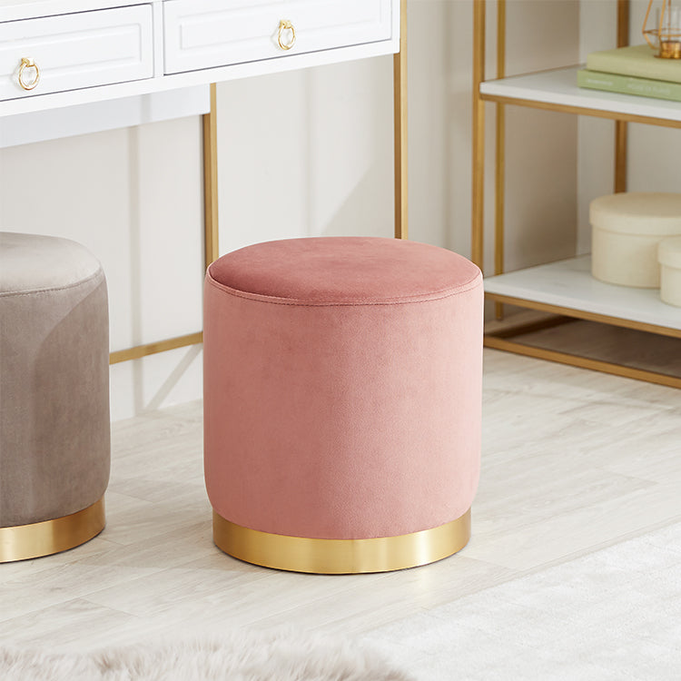 Stool with velvet effect and gold legs