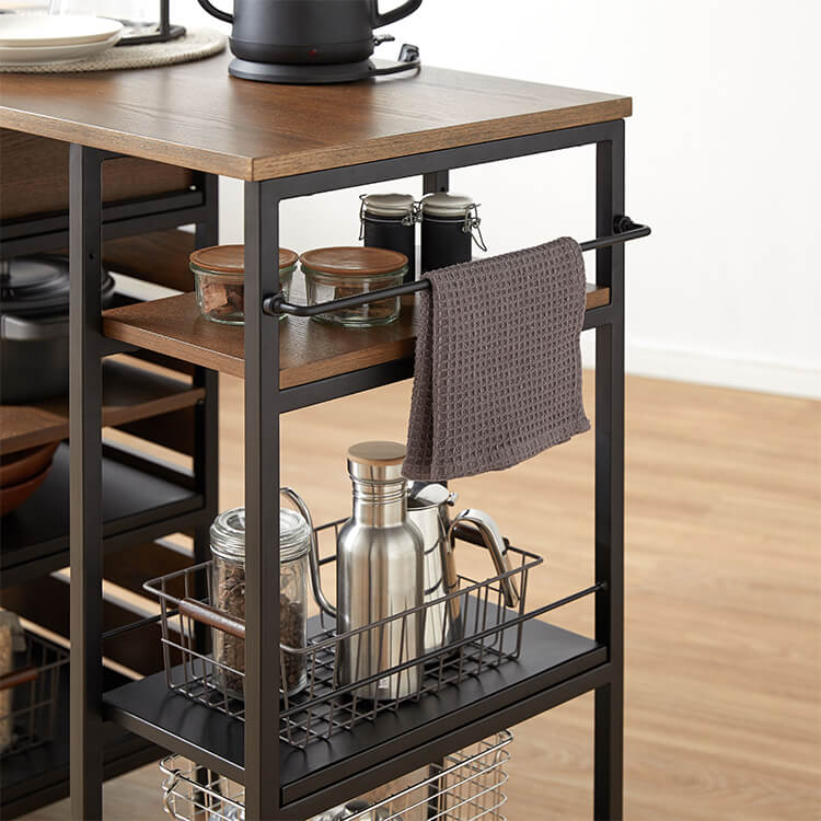 伸縮式キッチンカウンター 木目調