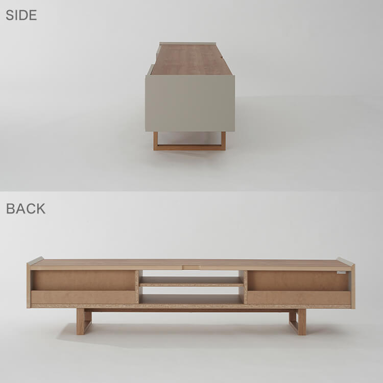 A stylish TV stand in shabby natural and beige