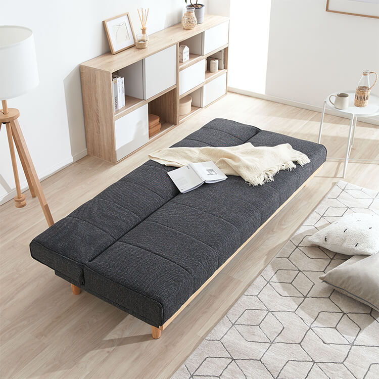 Sofa bed, reclining, 2-seater, low sofa, single, gray, compact, foldable, one-room, low sofa bed