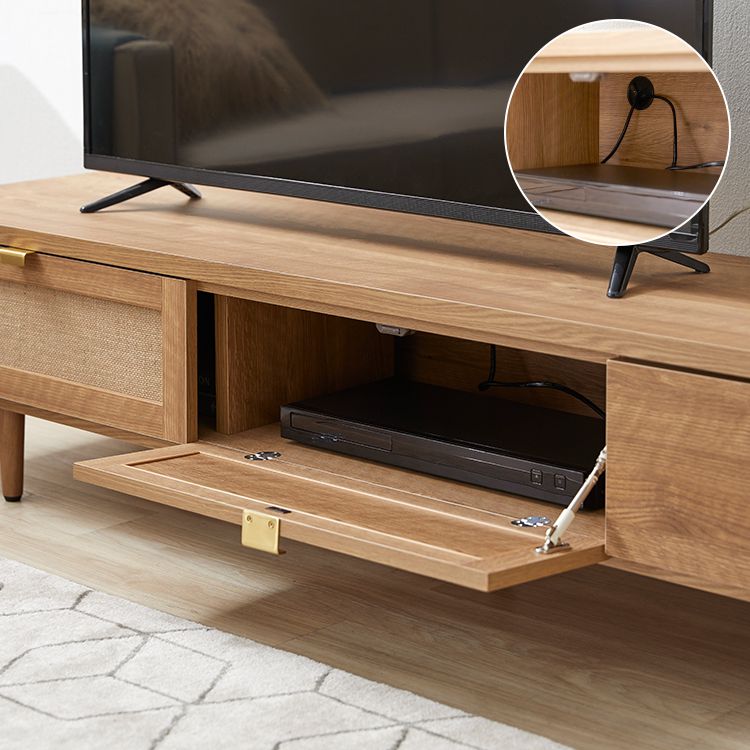 Japanese-made TV stand with flap doors and storage space, wooden legs