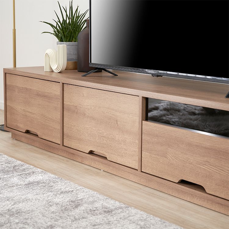 Wood grain TV stand with large storage capacity
