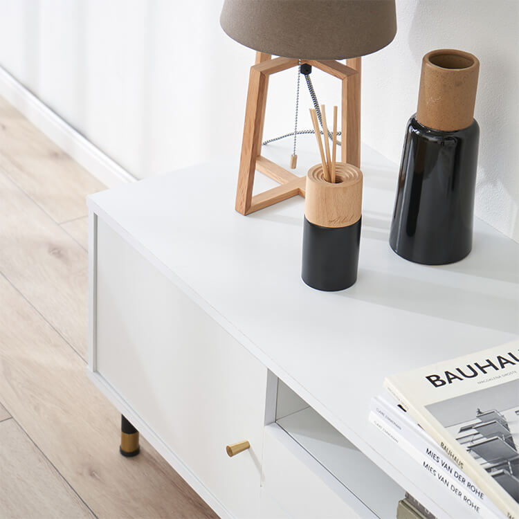 White and gold TV stand