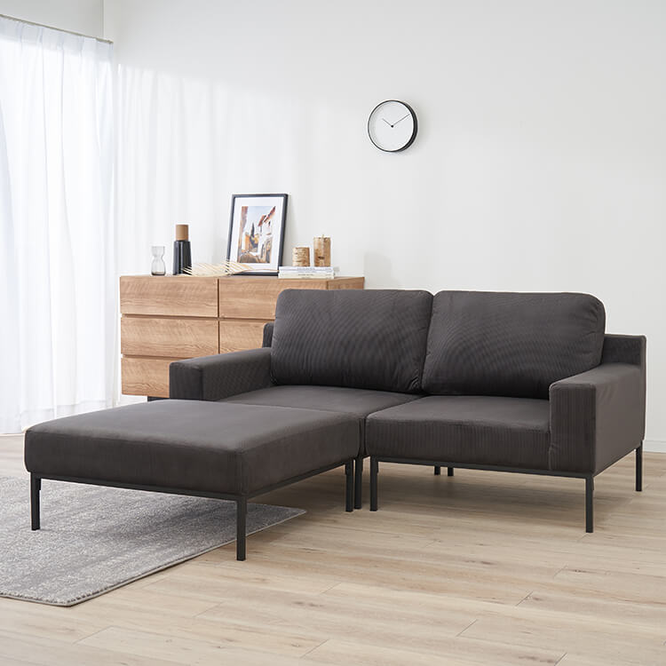 Velvet-like couch sofa, dark grey