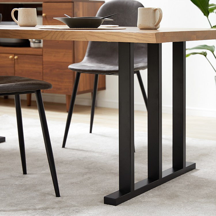 ダイニングテーブル 4人掛け スチール脚 一部無垢材使用 [幅160cm]