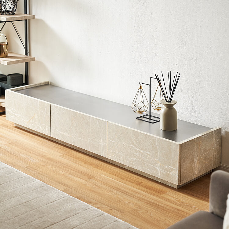 Japanese-made low TV stand with storage, steel legs, marble pattern, marble furniture
