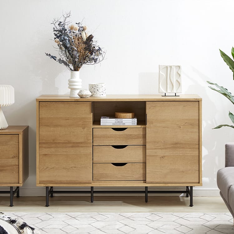 Cabinet Storage Shelf Wooden 3 Tier Open Rack