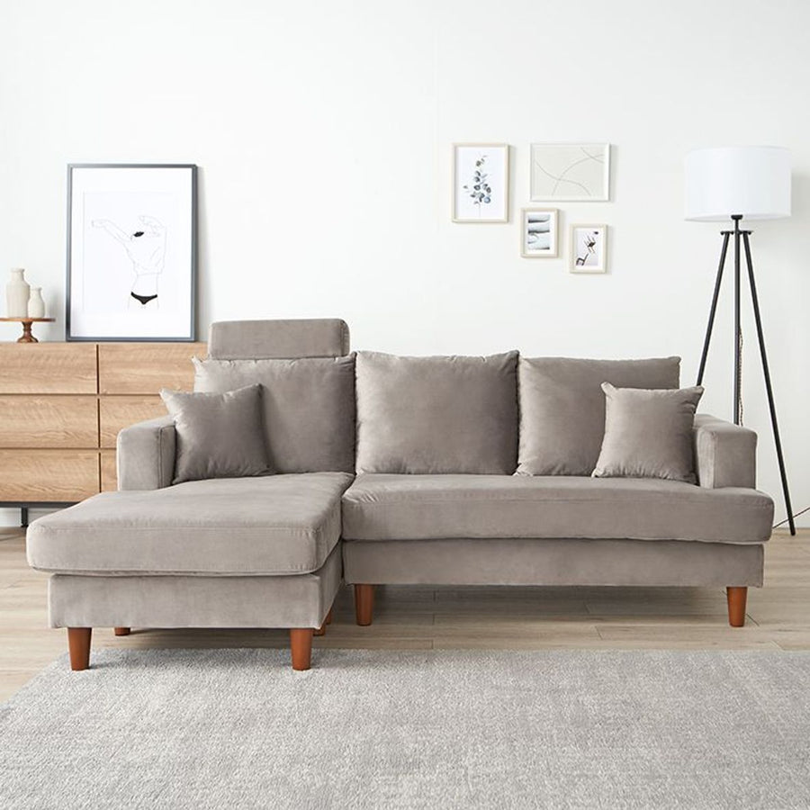 Velvet-like 3-seater couch sofa High-back sofa