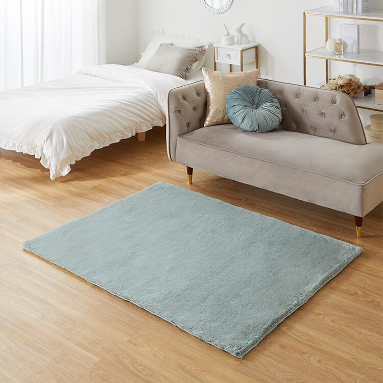 Sサイズ ラグ ラグマット カーペット シャギーラグ フェイクラビットファー 絨毯 長方形 滑り止め付き