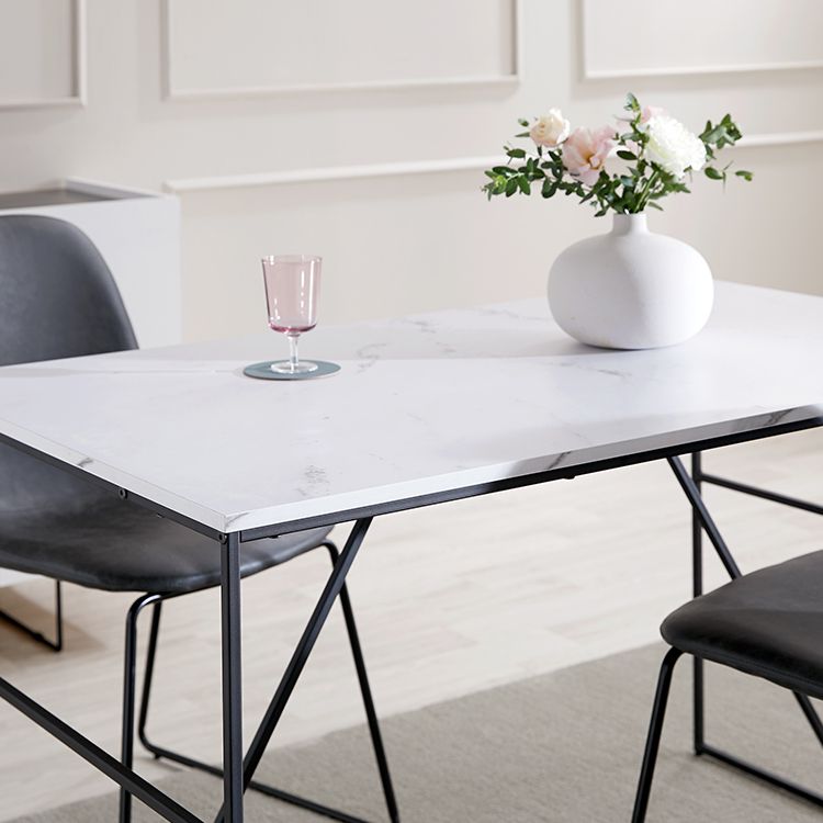 ダイニングテーブル 大理石柄 単品 インテリア スチール [幅140]