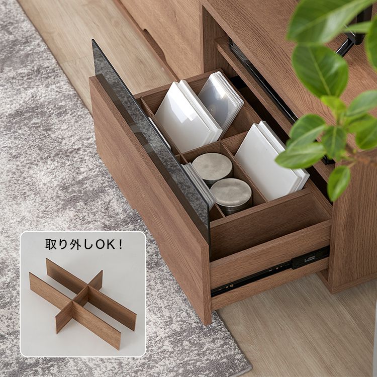 Wood grain TV stand with large storage capacity