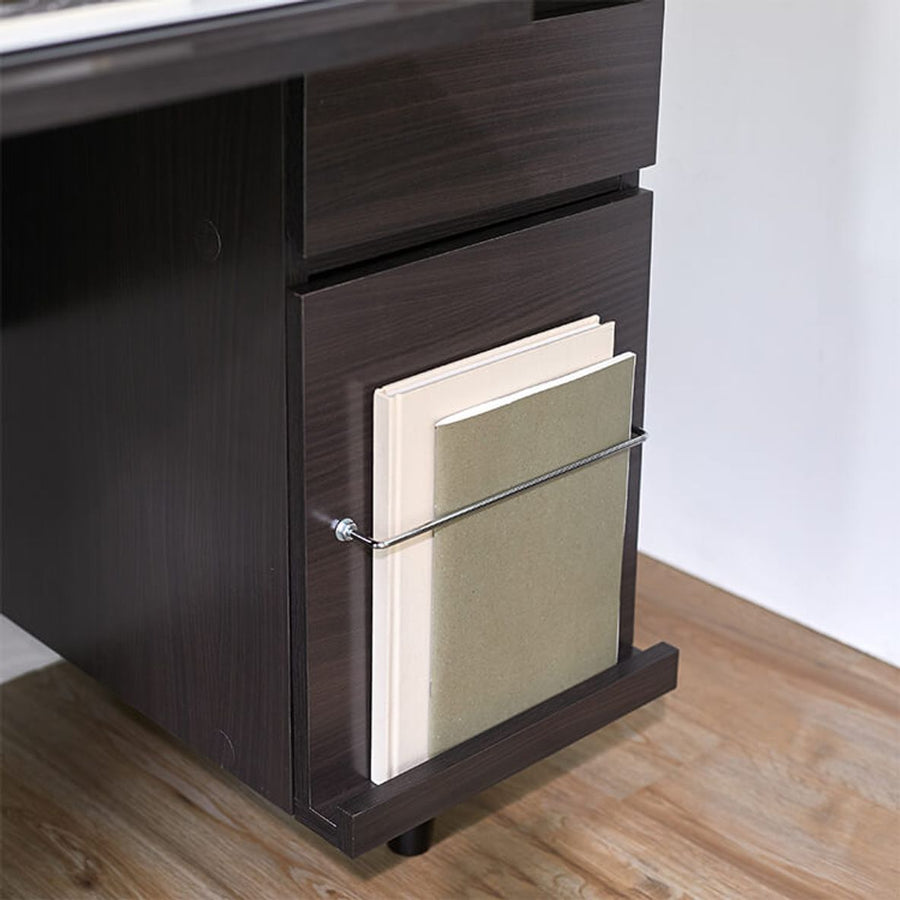 Computer desk with integrated storage for A4 size documents