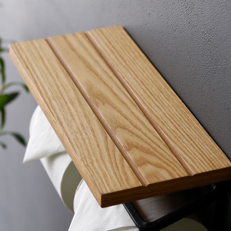 Toilet paper holder, twin type, made of natural wood, steel, vintage