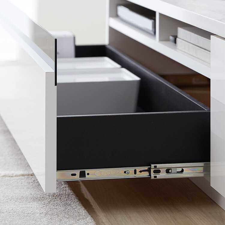 Low TV stand with storage, marble pattern, marble furniture, cord hole, made in Japan, finished product